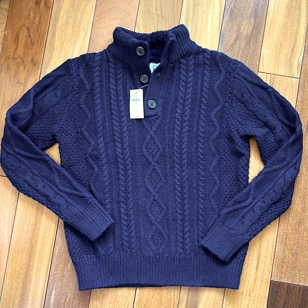 NWT Gap cable knit sweater w/ sherpa fleece collar